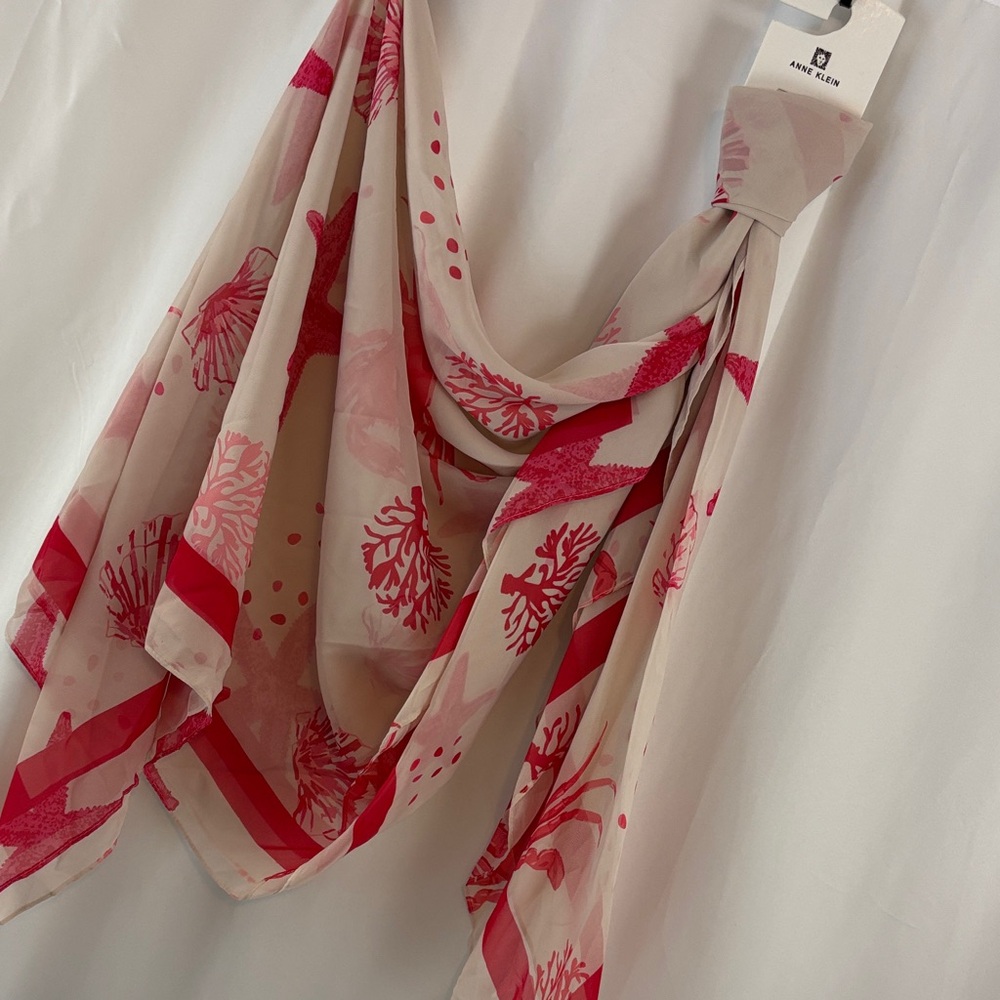 NWT Anne Klein Multi-Pinks Seaside Theme Scarf…OSFM
